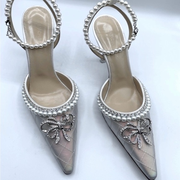 NWOT Mach & Mach Bow of Elizabeth heels. Size 38.5 - Picture 3 of 10